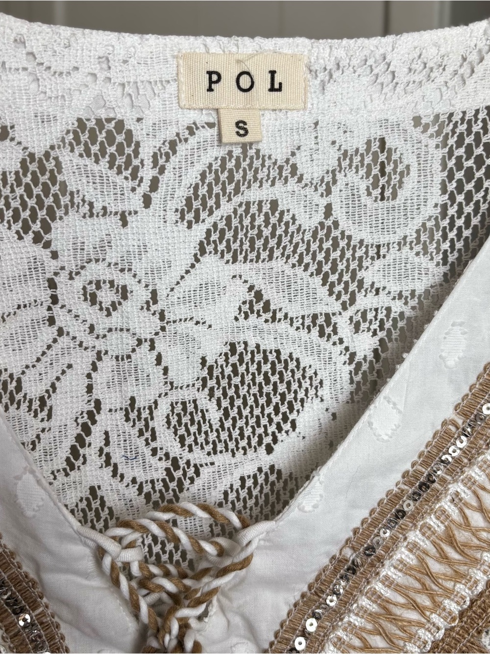 POL Boho Crochet Lace Tassel Poncho Tunic Cover Up New Size Small/ Medium - Picture 9 of 13